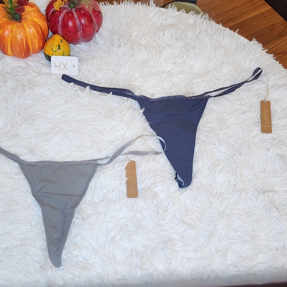 2 pcs SKIMS FITS EVERYBODY MICRO THONG/ GREY, DEEP ROYAL/ 4X/ NWT - Picture 5 of 13
